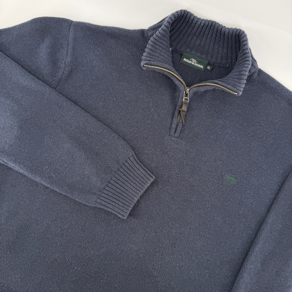 Rodd & Gunn Quarter Zip Sweater Mens XL Navy Blue Australian Cotton Mock Neck
